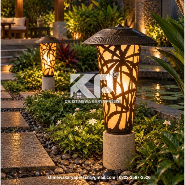 Lampu Taman Handmade Besi Cor Elegan
